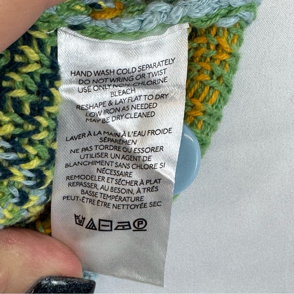 Maeve Anthropologie Lemon Knit Sweater‎ Vest Blue Yellow Sleeveless Size Small - Picture 8 of 11